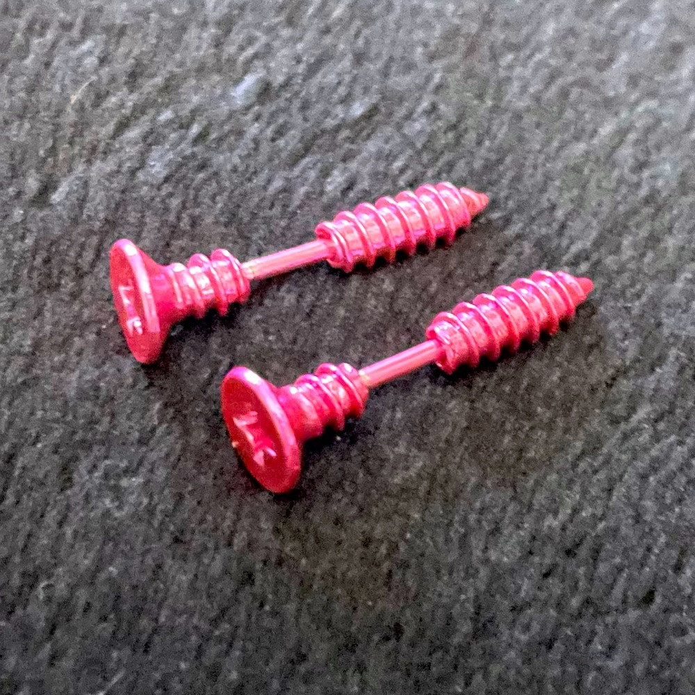 Pink Unisex Screws Nail Earrings